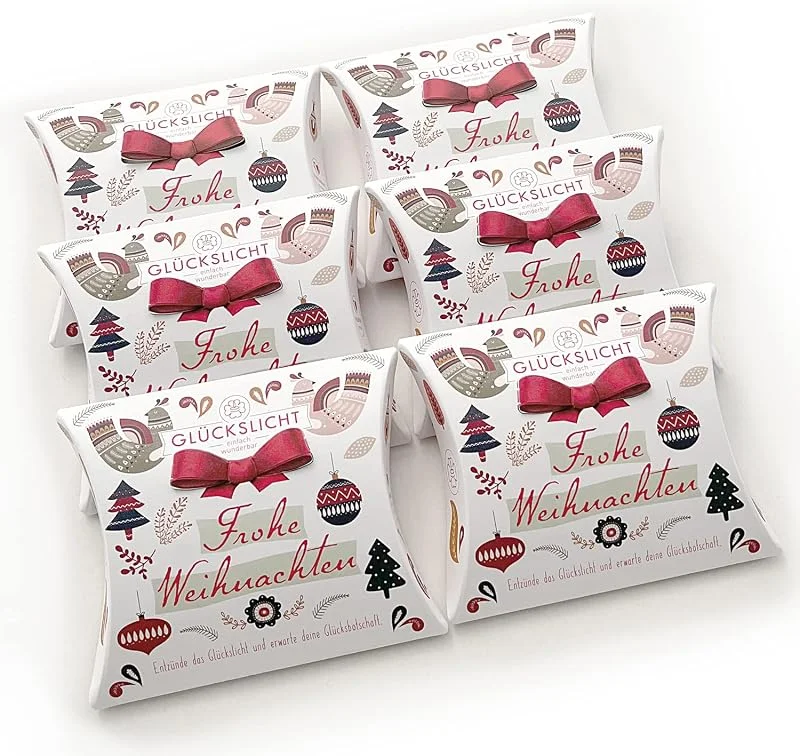 Besuche den VALINA-Store Glückslicht in der Geschenkbox mit der ausgestanzten Schleife, Vintage, Frohe Weihnachten, Mit weihnachtlichen Motiven, 6er-Set — Kerzenlicht Abendessen