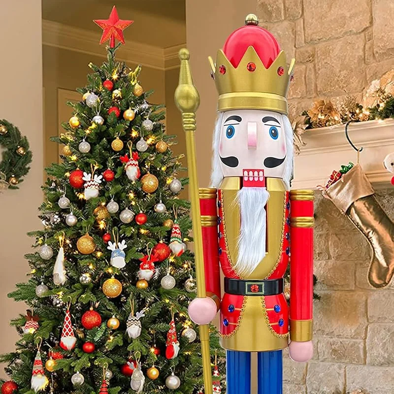 Besuche den ECOM-CDL-Store CDL XL150cm Leben größe große, Riesen Rot und Blau Weihnachten Holz Nussknacker König & Soldat Ornament Puppe Geschenk Schaufenster, Haus Nußknacker Dekoration K01 — Weihnachtsdeko