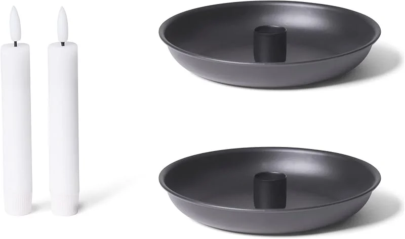 Besuche den Novaliv-Store Novaliv Kerzenständer Stabkerzen 2er-Set SCHWARZ Durchmesser 13cm Weihnachten Adventskranz Kerzenteller scandic chic Candle Holder Stabkerzenhalter Dekoschale Tischdeko modern Wohnzimmer — Kerzenlicht Abendessen