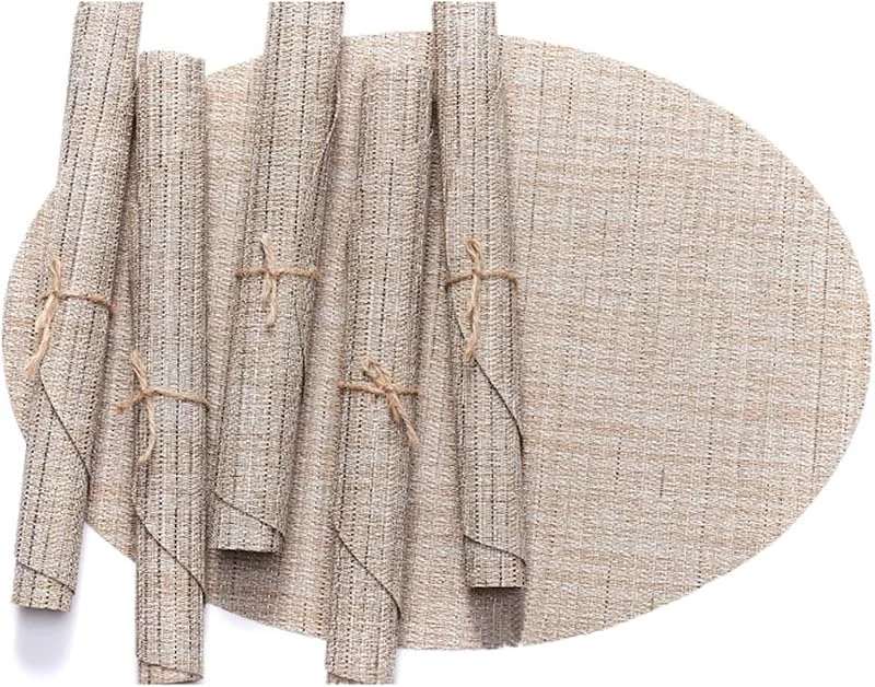 Besuche den Epinki-Store Epinki Tischset Abwaschbar Junge Oval, 2er Set 70% Vinyl 30% Polyester Platzdeckchen Weihnachten Waschbar Gewebt Vertikal Streifen, Tischmatte Modern Beige Gelb für Küche Restaurant, 32.5x45CM — Küche & Haushalt