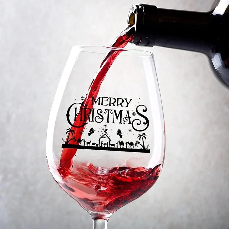 Marke: Rimego Weinglas, Merry Christmas, 482 ml, Stielweinglas, Set mit 2 Geschenken für Mutter, tolles Weingeschenk für Hochzeitstag, Weihnachten, Geburtstag — Wein und Festtafel