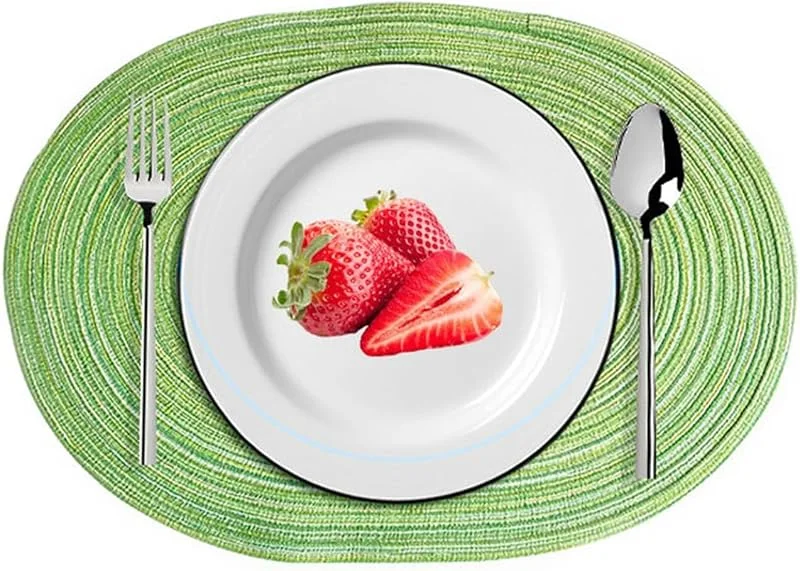Besuche den Epinki-Store Epinki Tischset Elegant Oval, 2er Set Polyester Baumwolle Platzsets Vintage Oval Einfarbig Anti-Rutsch, Tischmatten Set Abwaschbar Grün für Küche und Hotel, 50x35CM — Küche & Haushalt
