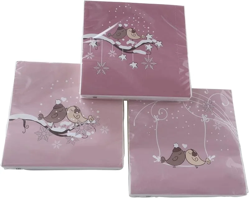 Marke: in due 3 x 20 Servietten Weihnachten Weihnachtsservietten 'Winter Birds' - 33 x 33 cm — Küche & Haushalt