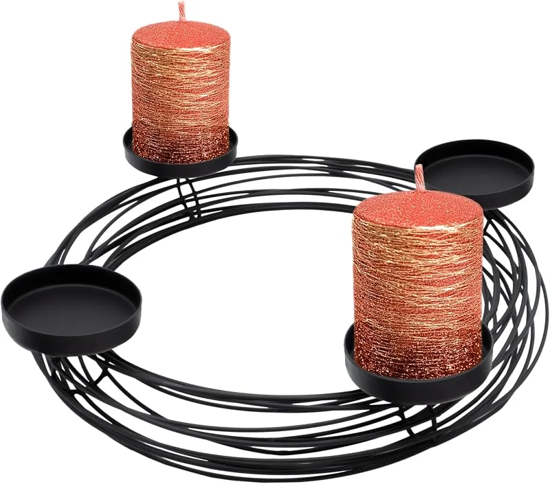 Besuche den Spetebo-Store Metall Adventskranz schwarz für Stumpenkerzen - Ø 36 cm - Kerzenhalter im Gitter Design mit 4 Kerzentellern - Weihnachten Advent Winter Tisch Deko Gitterkorb Kerzenleuchter — Advent und Tisch