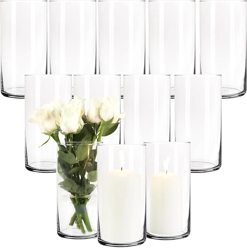 Besuche den GIESSLE-Store 12x 20cm große Glaszylinder als Vase & Windlicht - Zylindervase Set — Kerzenlicht Abendessen