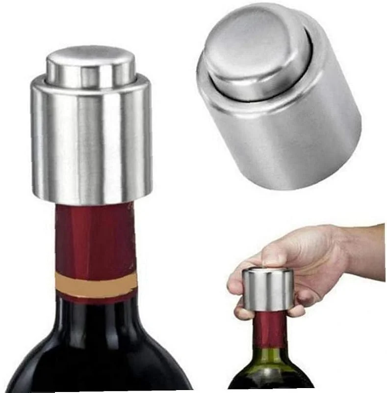 Marke: AMOYER 1PC Edelstahl-Wein-Flaschen-Stopper-Vakuum-Rotwein Kappenversiegler Frische Keeper Bar Werkzeuge Flaschenabdeckung Küchenzubehör — Wein und Festtafel