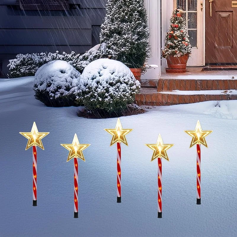 Besuche den Spetebo-Store LED Gartenstecker 5er Set Stern rot, weiß mit Timer - je 50 cm — Weihnachtsbeleuchtung