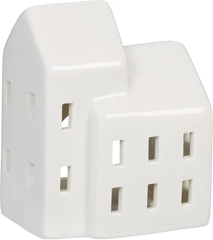 Besuche den Relaxdays-Store Relaxdays Teelichthaus Keramik, Leuchthäuschen für 1 Teelicht, H x B x T: 9, 5 x 7, 5 x 6 cm, Teelichthalter Haus, weiß — Advent und Tisch