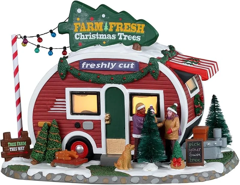 Marke: Lemax Lemax 25928 Vail Village Lighted Building: Farm Fresh Christmas Trees — Weihnachtsdeko