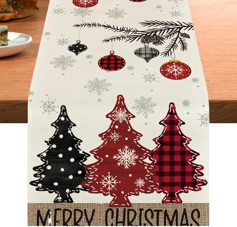 Marke: Generisch Tischläufer für Weihnachten, waschbar, bedruckt, Dekoration — Küche & Haushalt