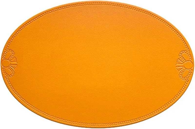 Besuche den Epinki-Store Epinki Tischsets Weihnachten Modern Oval, 2er Set PVC Leder Platzsets Weihnachten Abwaschbar Einfarbig Bowknot, Tischuntersetzer Wohnzimmer Orange für Esstisch, Antifouling, 30x45CM — Küche & Haushalt