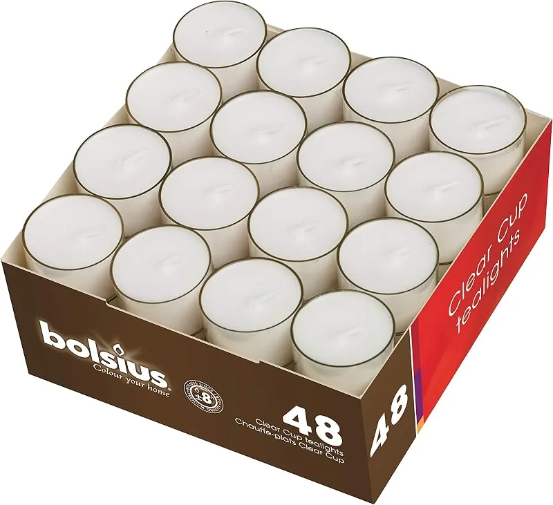 Marke: Eika Bolsius Teelicht 48er Packung im PC-Cup 8 h — Kerzenlicht Abendessen
