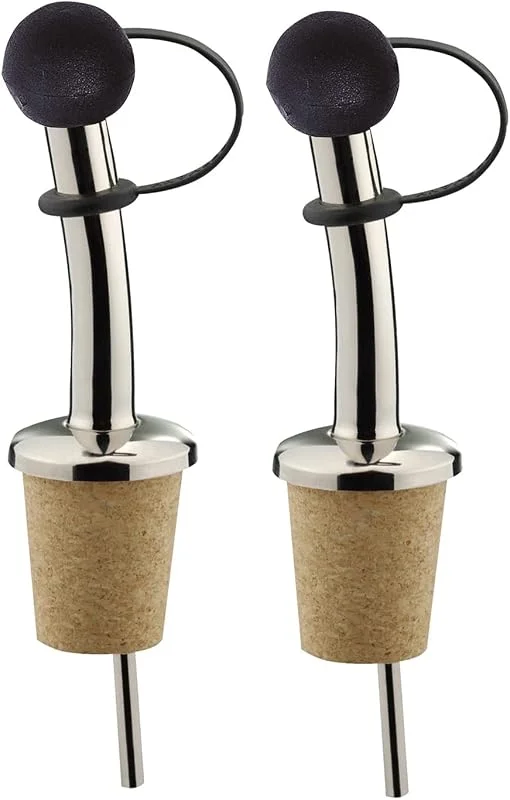 Besuche den Westmark-Store Westmark 2 Spirituosen-Ausgießer für Flaschen, Mit Verschlusskappe und Luftröhrchen, Naturkorken, Messing, Nickelfrei, Classic-Standard, Silber, 42302290 — Wein und Festtafel