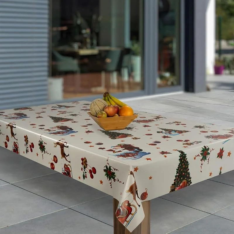 Besuche den laro-Store laro Wachstuch-Tischdecke Abwaschbar Garten-Tischdecke Wachstischdecke PVC Plastik-Tischdecken Eckig Meterware Wasserabweisend Abwischbar, Muster:Weihnachten Schneemann Geschenke Baum, Größe:100x140 — Advent und Tisch