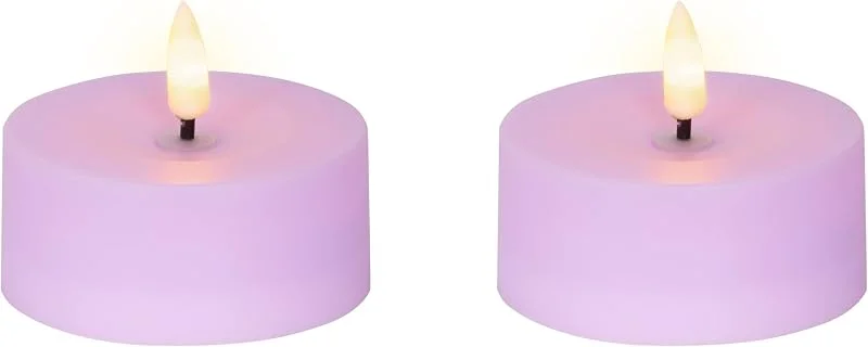 Marke: Lumineo Lumineo Solar LED Teelicht Outdoor 7x3, 2cm Kunststoff - flackernde Flamme Effekt - Outdoorkerzen batteriebetrieben - Flammenlose Kerzen als Tischkerzen Dekokerzen Kunstkerzen - Helllila Warmweiß — Advent und Tisch