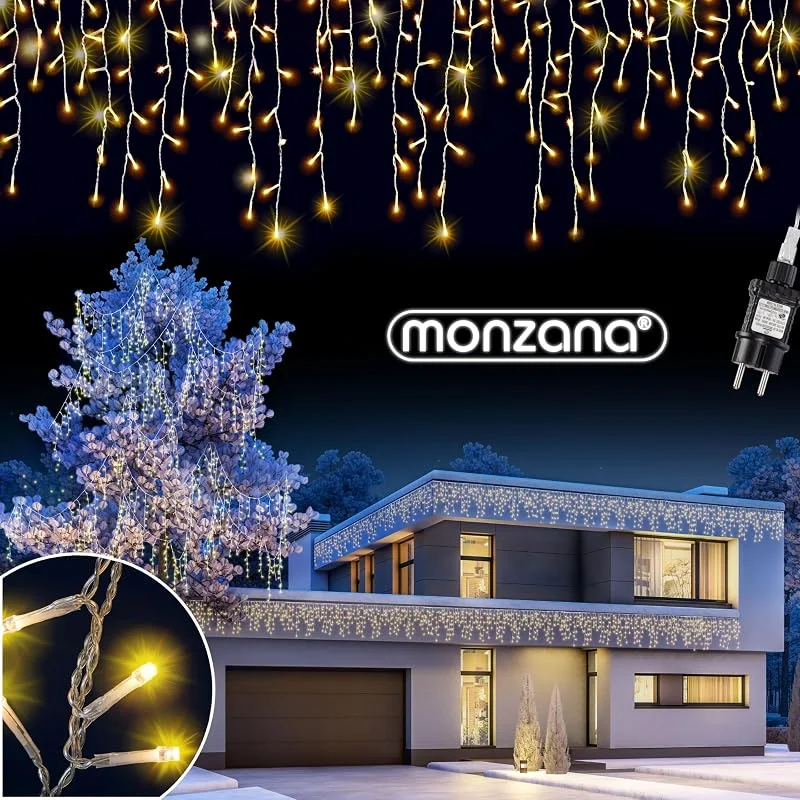 Besuche den Monzana-Store Monzana® Eisregen Lichterkette Außen 600 LED Warmweiß — Weihnachtsbeleuchtung
