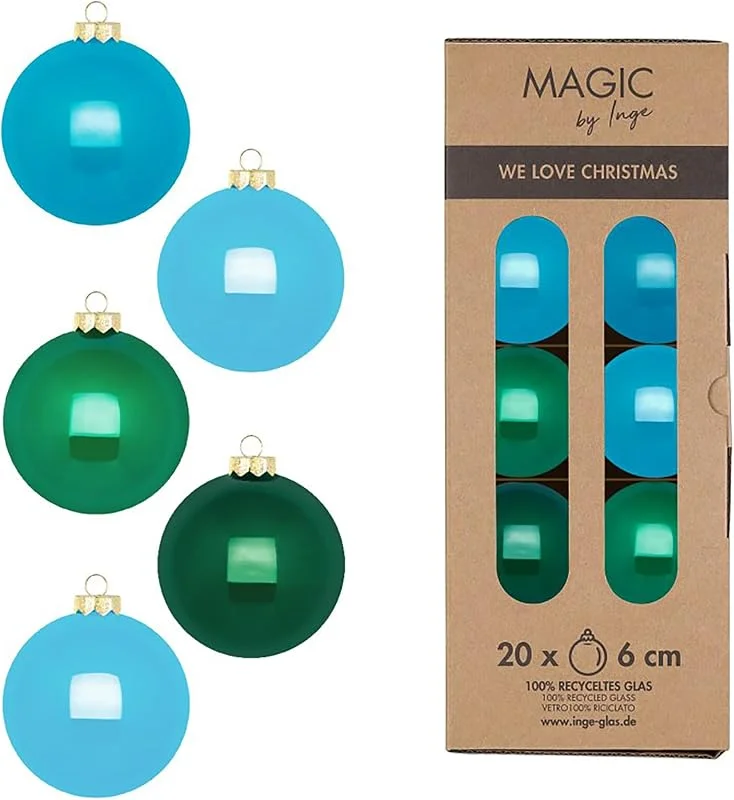 Besuche den Inge-glas-Store Weihnachtskugeln Glas 6cm 20 Stück - matt & glänzend - Christbaumkugeln Weihnachtsbaumkugeln für Weihnachten - Christbaumschmuck & Weihnachtsbaumschmuck Grün Blau Mix - Jumping Jack — Weihnachtsdeko