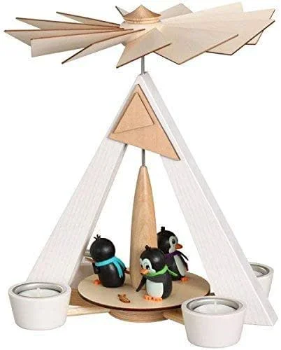 Besuche den Rudolphs Schatzkiste-Store Rudolphs Schatzkiste Teelichtpyramide Pinguine bunt BxHxT 24, 5x29x24, 5cm NEU Pyramide Holzpyramide Seiffen Erzgebirge Weihnachten Wärmespiel Teelicht Lichter Figur Holz Flügel Kerzen — Weihnachtsdeko