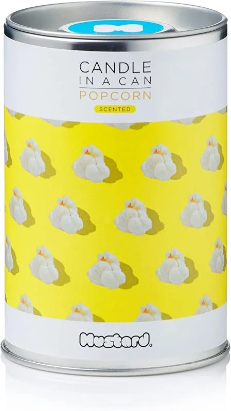 Marke: MUSTARD Mustard - Kerze in einer Dose, Duftkerze, Natürliches Sojawachs, Aromatherapie-Kerzen, Tragbare Blechkerzen, Home Spa, Büro Schreibtisch Dekor, Neuheit Geschenkidee (Popcorn) — Kerzenlicht Abendessen