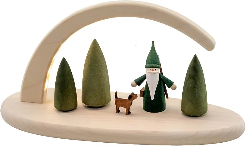 Besuche den Seiffener Volkskunst-Store Seiffener Volkskunst, LED Lichterbogen Schwibbogen 24x13cm, Erzgebirgische Volkskunst, Weihnachtsbogen, 15367, Jägerwichtel — Weihnachtsdeko