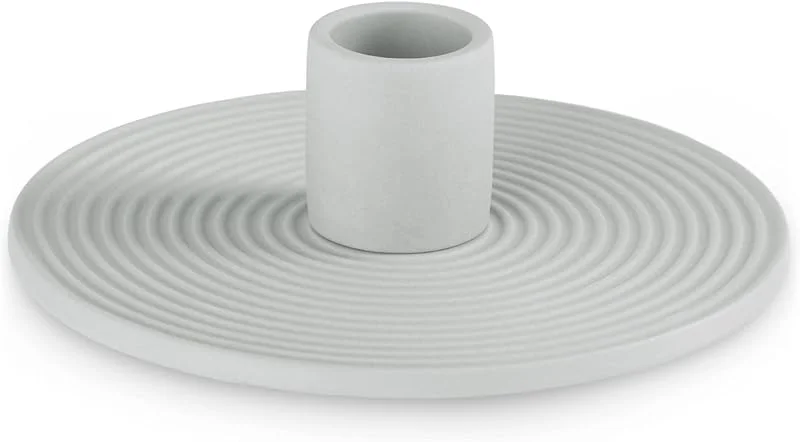 Besuche den AmeliaHome-Store AmeliaHome Kerzenständer aus Keramik Kerzenhalter 12x3, 5 cm Morab Grau — Kerzenlicht Abendessen