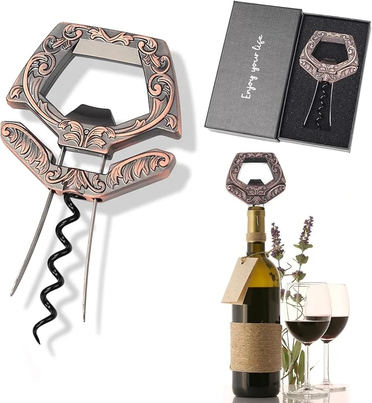 Marke: KERHAND 3-in-1-Ah-Weinöffner mit zwei Zinken und Korkenentferner, er kann ältere und zerbrechliche Weinkorken entfernen, so dass Kenner leicht entkorken können (Kupfer) — Wein und Festtafel