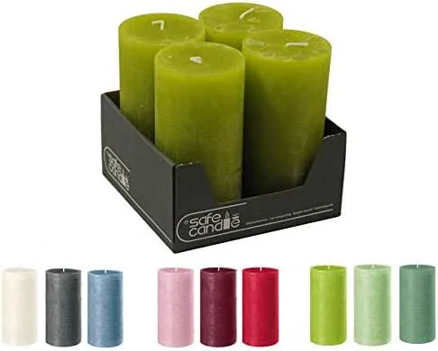 Besuche den Klocke Kerzen-Store Rustikale Stumpenkerzen – 4 Stück - Wachskerzen, Rustickerzen, Adventskerzen Weihnachten (Limone Grün, Groß: Höhe 14cm, Ø 7cm) — Advent und Tisch