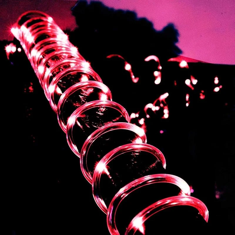 Marke: XUNATA XUNATA LED Solar Lichterschlauch 10M 100 LEDs Lichter IP65 Wasserdicht Schlauchlicht Lichtschlauch für Garten, Weihnachten, Hochzeit, Party (Rot, 10m (100LEDs) + 2m lead cable) — Weihnachtsbeleuchtung