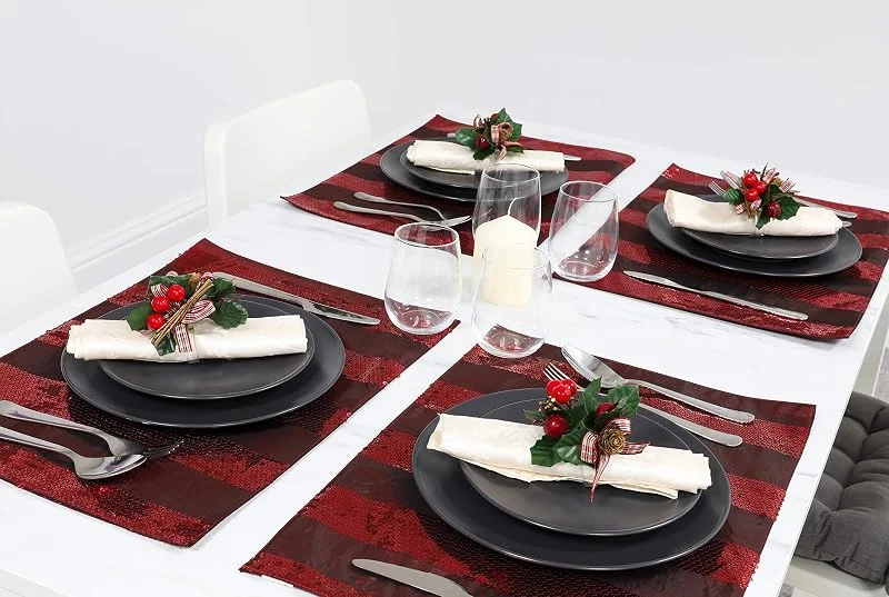Marke: Toyland Set von 10 32cm x 45cm Burgund Schein Tischset - Weihnachtsgeschirr - Weihnachtszubehör — Küche & Haushalt