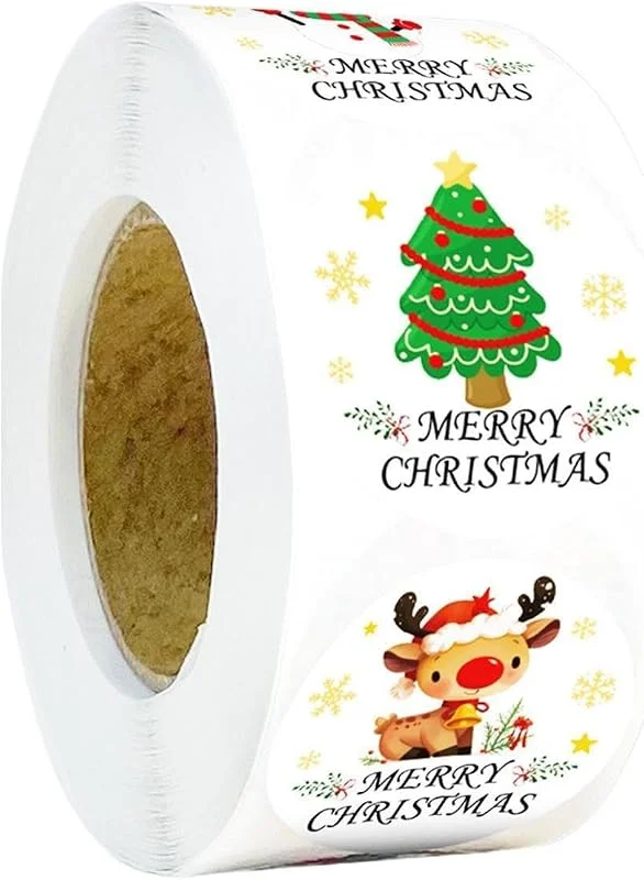 Marke: Genérico Weihnachtsaufkleber für Umschläge, Rolle mit Weihnachtsaufklebern, einfach — Geschenkverpackung