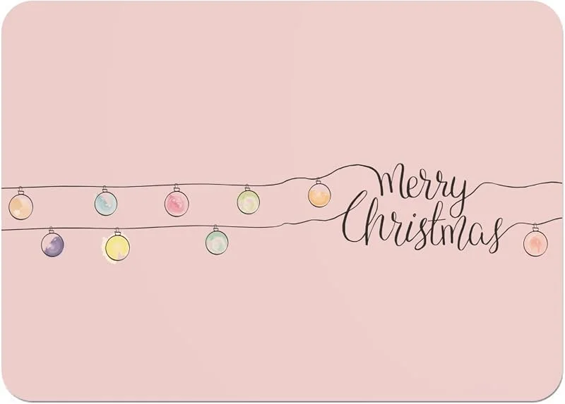 Marke: Fabulous Tischset, weich, Unterseite aus Kork, rosa – Merry Christmas Lichterkette, Weihnachten, Zeichnung – großes Format 39, 5 x 28, 5 cm — Küche & Haushalt