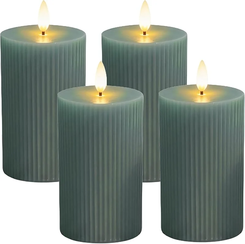 Besuche den Relaxdays-Store Relaxdays LED Kerzen, 4er Set, HxD: 13 x 7, 5 cm, flackernde Flamme, khaki — Advent und Tisch