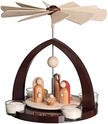 Besuche den Rudolphs Schatzkiste-Store Rudolphs Schatzkiste Tischpyramide Christi Geburt braun modern BxHxT 20, 5x22x20cm NEU Holzpyramide Weihnachtspyramide Designpyramide Wärmespiel Tischdeko Dekoration Weihnachten Wärmespiel Lichter — Weihnachtsdeko