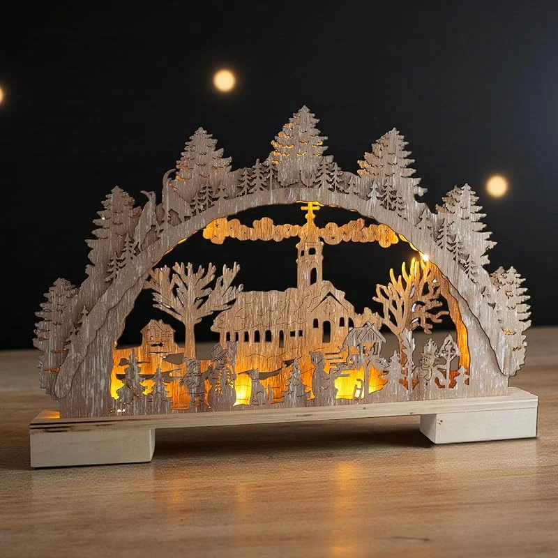 Besuche den Spetebo-Store Spetebo Holz Schwibbogen Winterdorf mit 10 LED warm weiß - 40 x 27 cm — Weihnachtsdeko