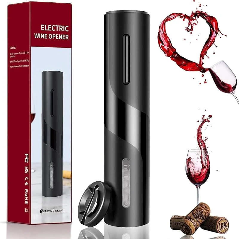Besuche den MAGDEN-Store Elektrischer Korkenzieher, Batteriebetriebener Weinflaschenöffner mit Folienschneider, Kabelloser automatischer Flaschenöffner, Geschenk für Weinliebhaber, Schwarz — Wein und Festtafel