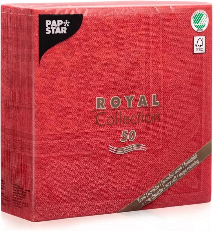 Besuche den PAPSTAR-Store Papstar 50x Royal Collection Servietten Rot Ornaments 40 x 40 cm — Küche & Haushalt