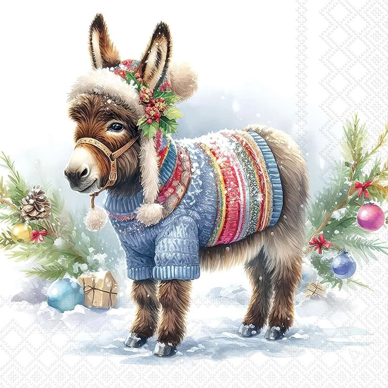 Besuche den Ambiente-Store Ambiente Servietten Papier 33x33cm 3-lagig mit Weihnachtsesel Motiv 20 STK. — Advent und Tisch