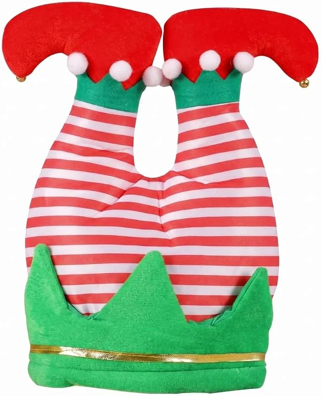 Marke: Yvocuyn Weihnachtsmützen für Erwachsene, gestreift, lustige Elfenmützen mit Glöckchen für Urlaubskostümparty — Weihnachtsmode