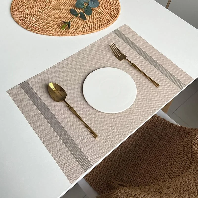 Besuche den Epinki-Store Epinki Tischset Weihnachten Natur Quadratisch, 2Pcs Set 70% Vinyl 30% Polyester Platzmatten Weihnachten Gewebt Welle Streifen Muster, Tischuntersetzer Boho Hell Braun für Küche, 30x45CM — Küche & Haushalt