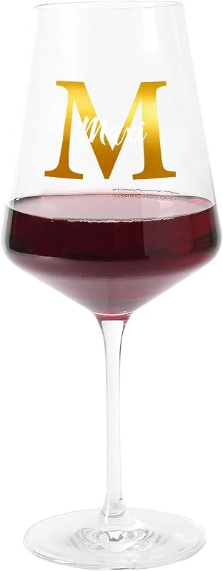 Besuche den Herz & Heim-Store Herz & Heim® Weinglas personalisiert mit Name – Leonardo Burgunderglas 560 ml – Motivauswahl – Geschenkidee für Frauen (Monogramm) — Wein und Festtafel