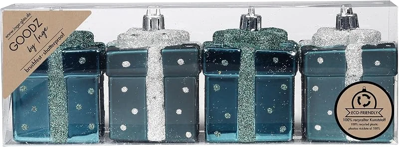 Besuche den Inge-glas-Store Inge-glas Christbaumschmuck Kunststoff 6cm 4 Stück Set Geschenkbox Weihnachtskugeln — Geschenkverpackung