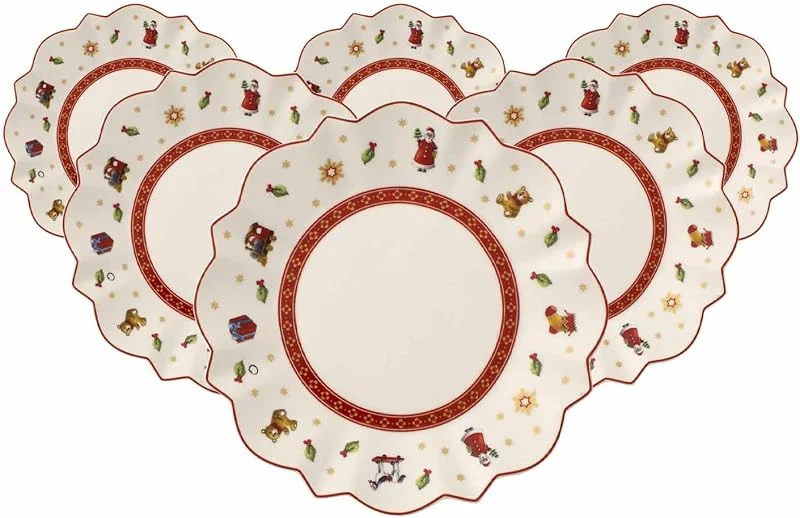 Besuche den Villeroy & Boch-Store Villeroy & Boch Toy's Delight Brotteller 6er Set, 17 cm, Beilagenteller mit weihnachtlichem Dekor, Premium Porzellan, Weiß — Advent und Tisch