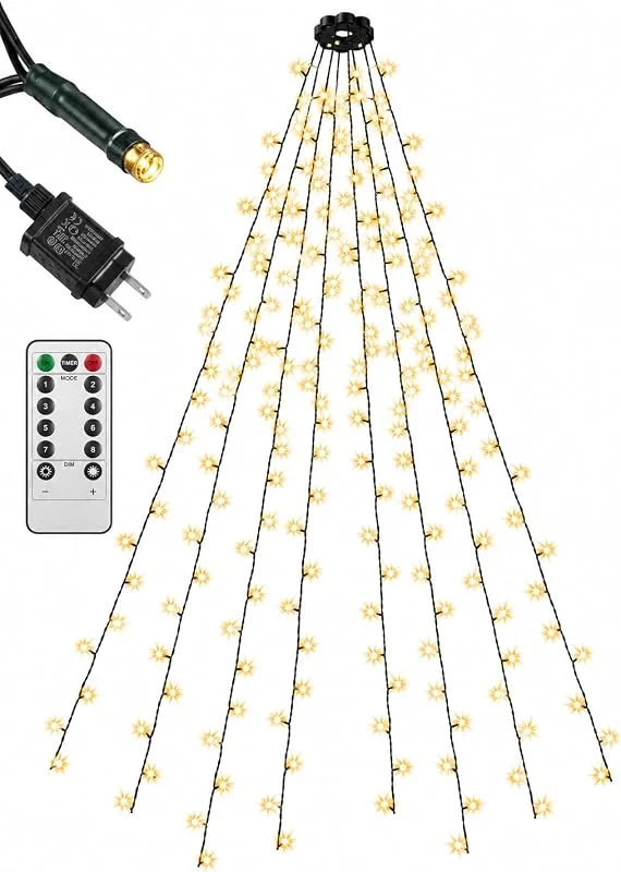 Besuche den Menz-Store Menz Lichterkette warmweiß für Weihnachtsbäume 8 x 2 m – 320 LEDs mit 8 Leuchtmodi, IP44 wasserdicht, Weihnachtsbeleuchtung für innen & außen
