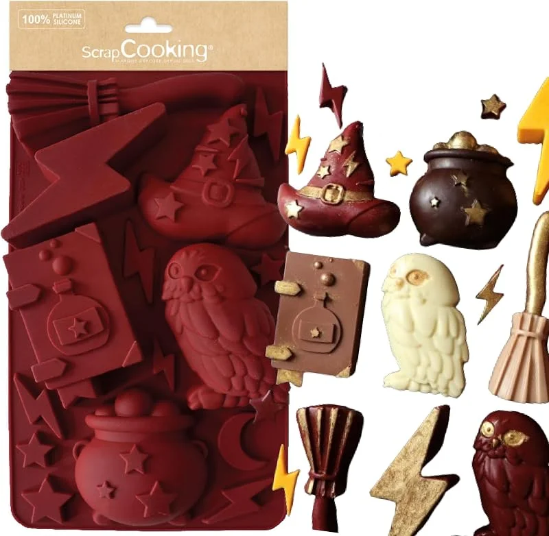 Besuche den ScrapCooking-Store ScrapCooking – Silikonform Zauberer – 15 Formen Kekse & Kuchen – geeignet für Ofen & Gefrierschrank – Gebäck für Kinder – weiches Utensil – Magie Hexerei – 2998, Bordeaux — Weihnachtskueche