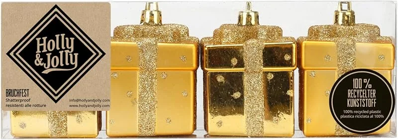 Marke: Holly & Jolly Holly & Jolly - Weihnachtsbaumschmuck Geschenkbox Royal Gold, 4 Stück — Weihnachtsdeko