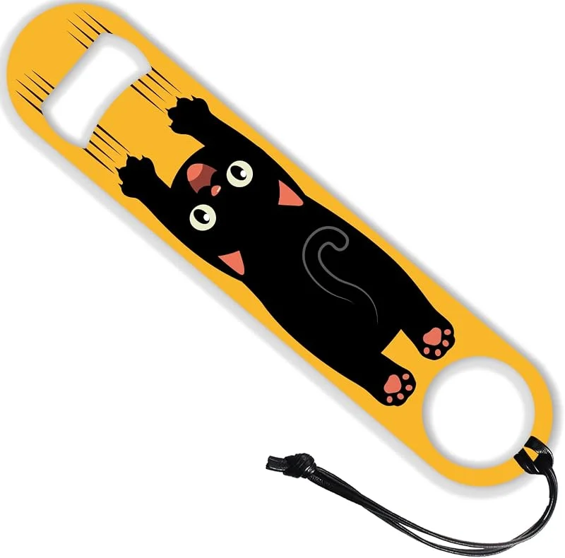 Besuche den GLOBLELAND-Store GLOBLELAND Süßer Flaschenöffner Aus Edelstahl Mit Katzenmotiv Und PU Lederkordel 7 Zoll Bierflaschenöffner Mit Cartoon Tiermotiv Flacher Flaschenöffner Für Zuhause Bar Restaurant Kneipe Küche — Wein und Festtafel
