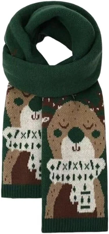 Marke: Sofezdo Weihnachtsschal, Unisex, Winterstrickschal Rentier-weihnachtsmotiv, Weicher, Langer, Warmer Schal Für Weihnachten Und Geburtstage — Weihnachtsmode