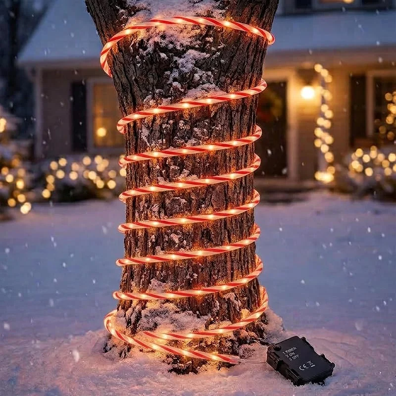 Besuche den Spetebo-Store Spetebo Zuckerstange Lichtschlauch warm weiß für Außen mit Timer - 100 LED — Weihnachtsbeleuchtung
