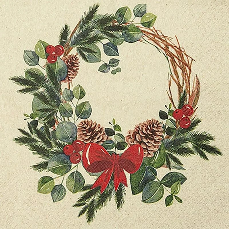 Besuche den Home Fashion-Store 20 Servietten Eco Line nachhaltig aus 100% Recycling-Papier Geschm?ckter Weihnachtskranz, Weihnachten, Winter, Advent, Tischdeko 33x33cm — Advent und Tisch