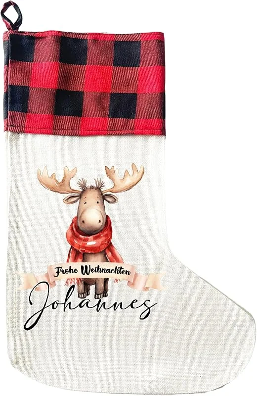 Besuche den LIEBTASTISCH-Store LIEBTASTISCH Personalisierter Weihnachtsstrumpf mit Motiv und Wunschnamen, Nikolausstrumpf für Weihnachten - Geschenkbeutel, Geschenkidee 40 x 30cm — Weihnachtsdeko